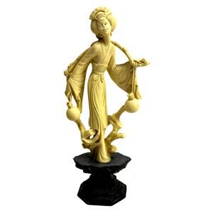 A. Santini Sculpture Mid Century Geisha Girl Alabaster Resin Figurine Signed